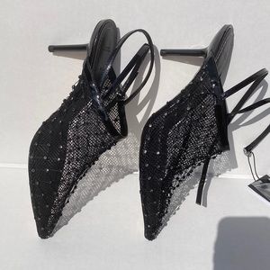 Zara mesh pointy toe pump